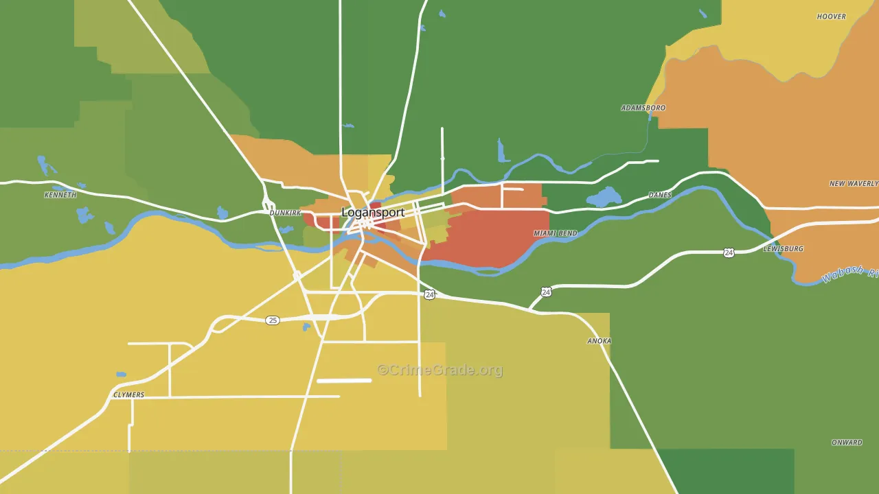 Cass County, IN Map of Drug-Related Crime Rates