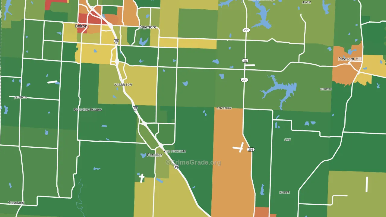 Cass County, MO Map of Drug-Related Crime Rates