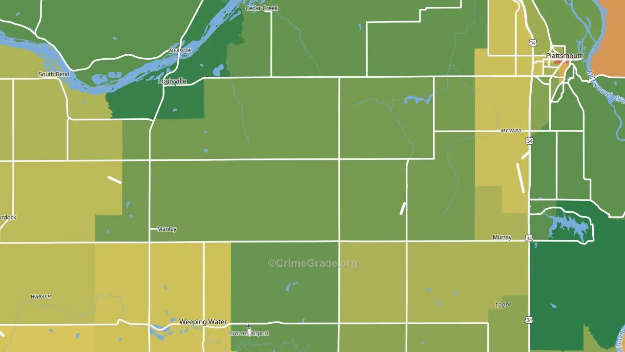Cass County, NE Map of Drug-Related Crime Rates