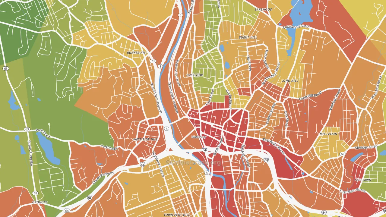Cass Gilbert, Waterbury, CT Map of Drug-Related Crime Rates