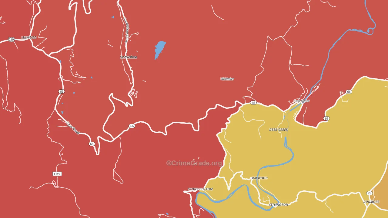 Cass, WV Map of Drug-Related Crime Rates