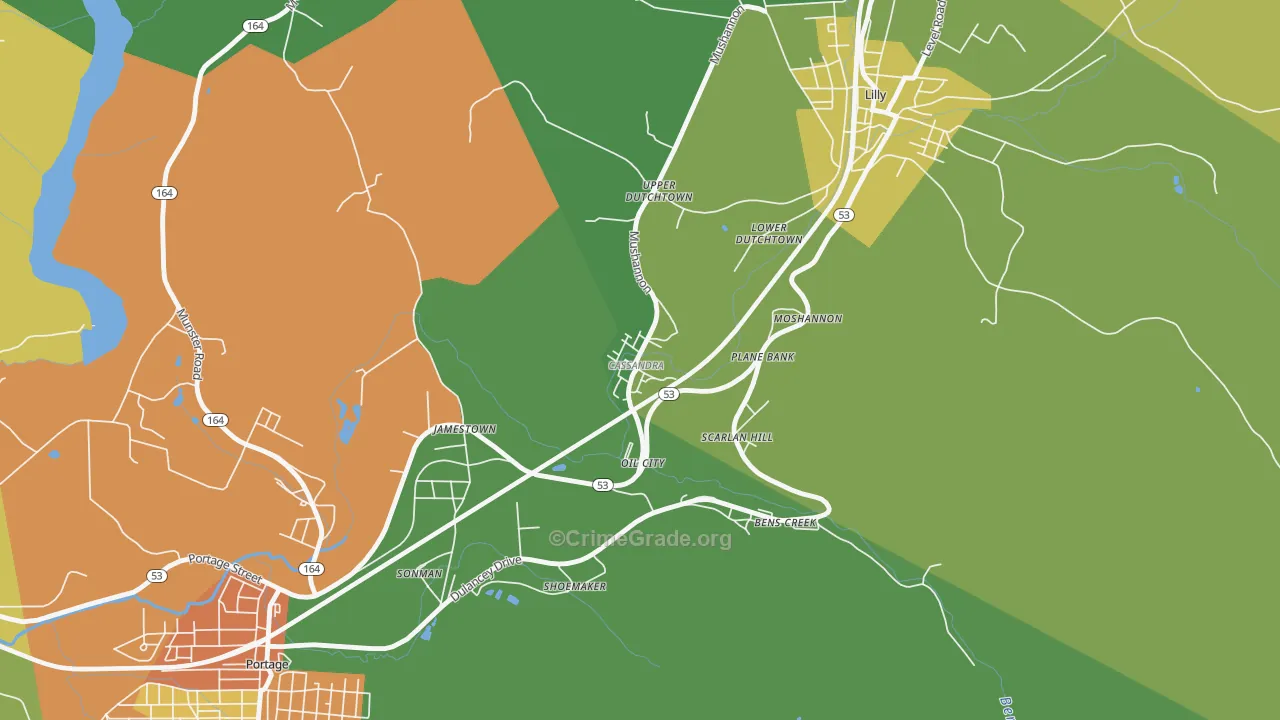 Cassandra, PA Map of Drug-Related Crime Rates
