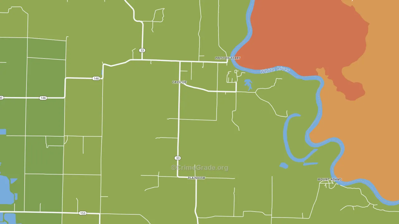 Casscoe, AR Map of Drug-Related Crime Rates