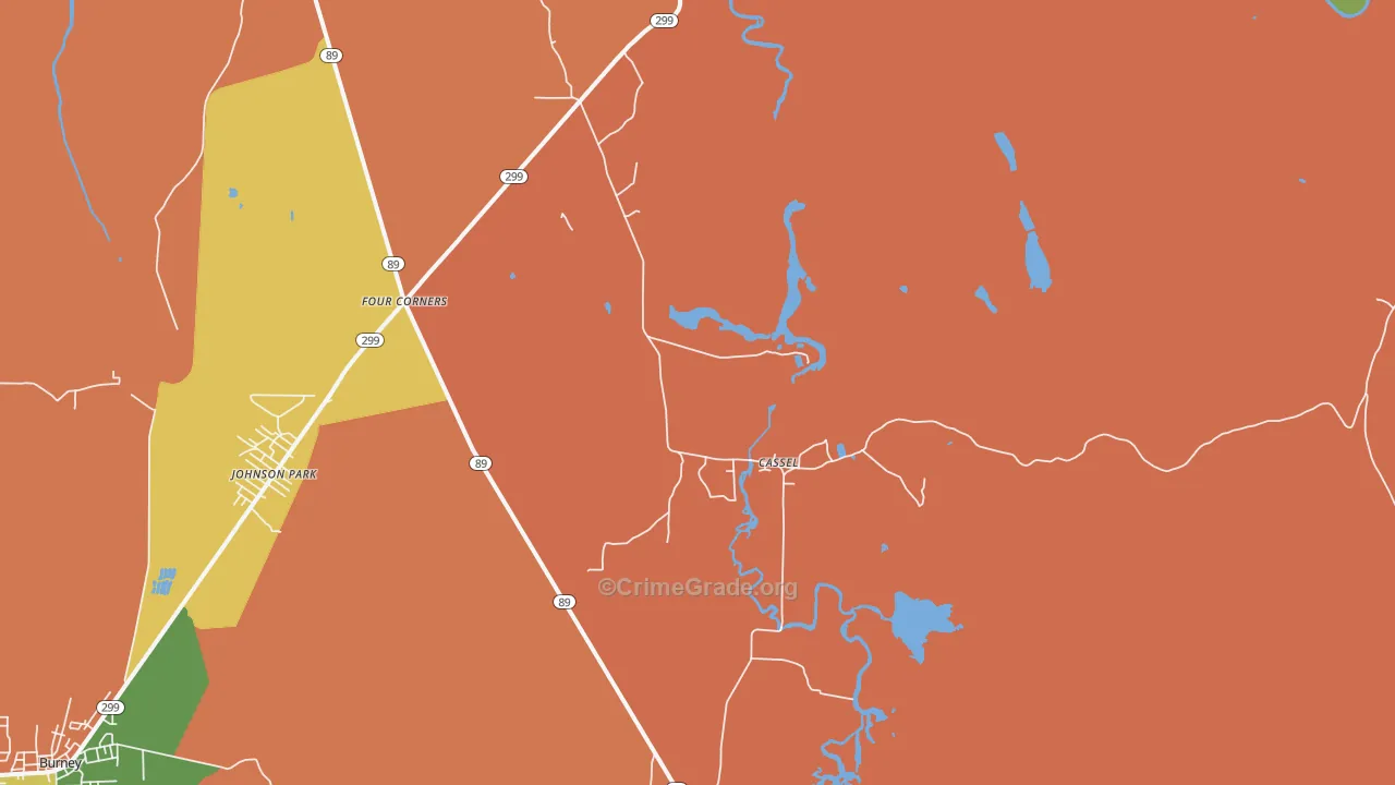 Cassel, CA Map of Drug-Related Crime Rates