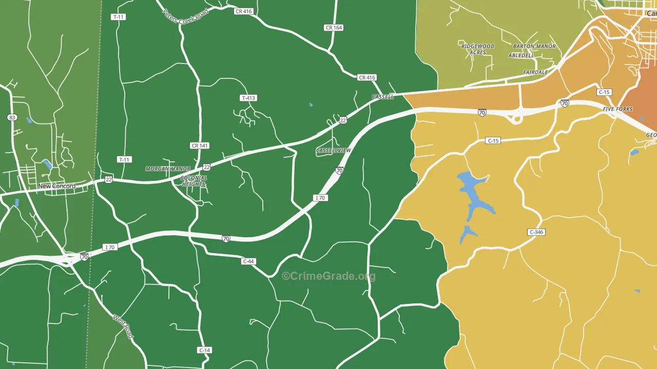 Cassell, OH Map of Drug-Related Crime Rates