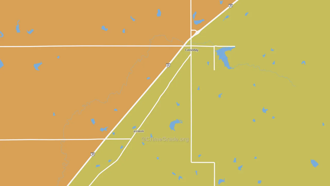 Cassoday, KS Map of Drug-Related Crime Rates