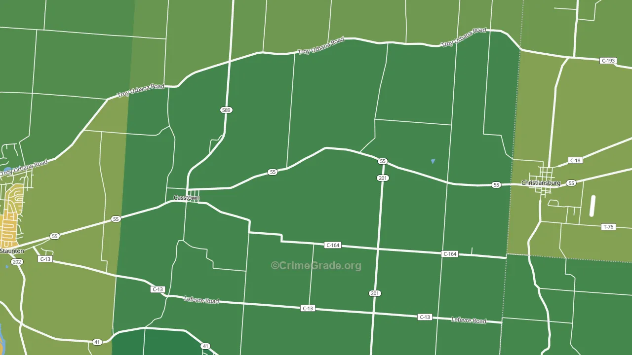 Casstown, OH Map of Drug-Related Crime Rates