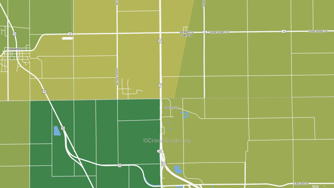 Cassville, IN Map of Drug-Related Crime Rates