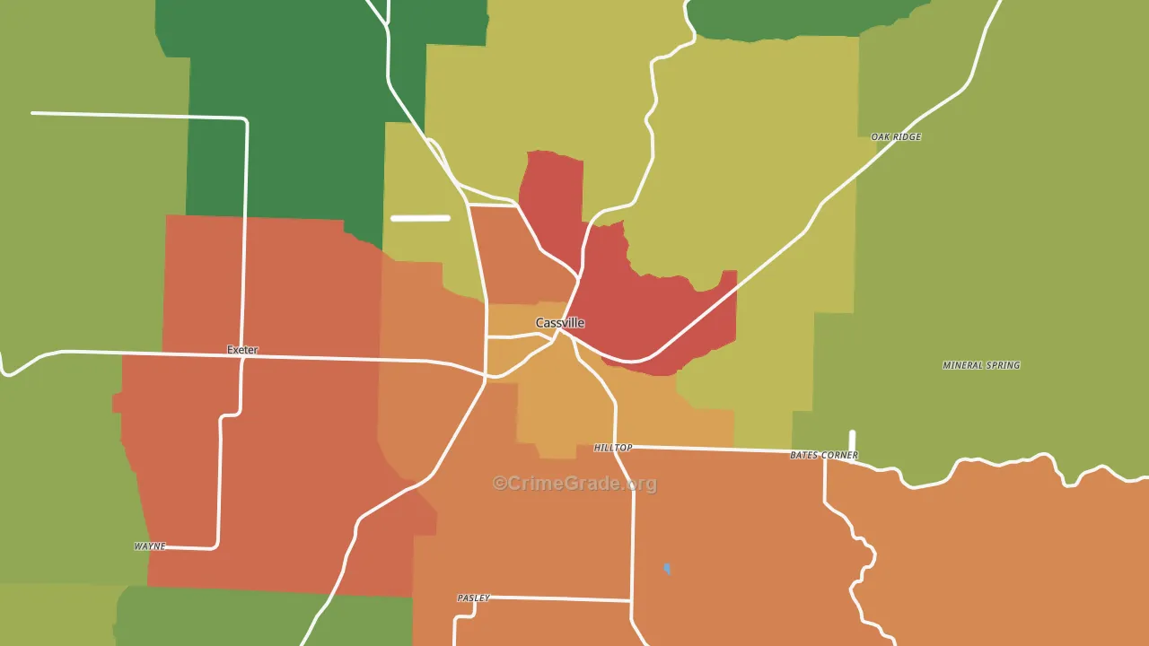 Cassville, MO Map of Drug-Related Crime Rates