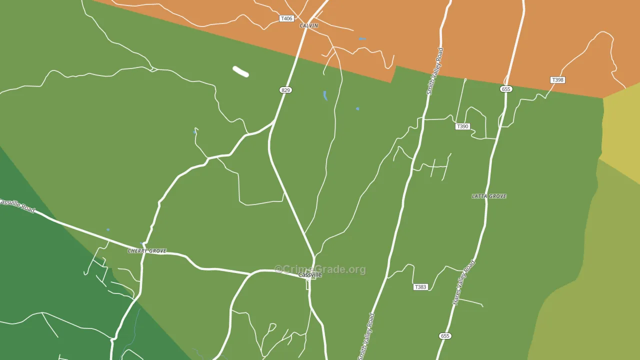 Cassville, PA Map of Drug-Related Crime Rates