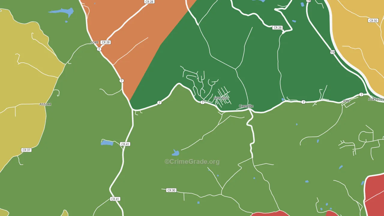 Cassville, WV Map of Drug-Related Crime Rates