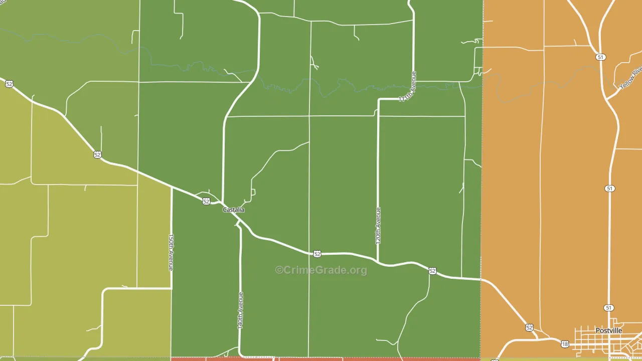 Castalia, IA Map of Drug-Related Crime Rates
