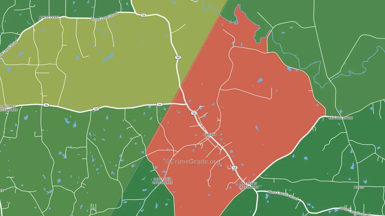 Castalia, NC Map of Drug-Related Crime Rates