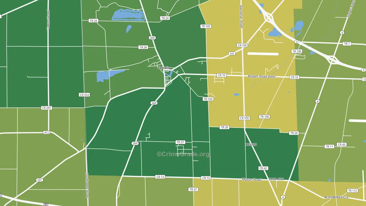 Castalia, OH Map of Drug-Related Crime Rates
