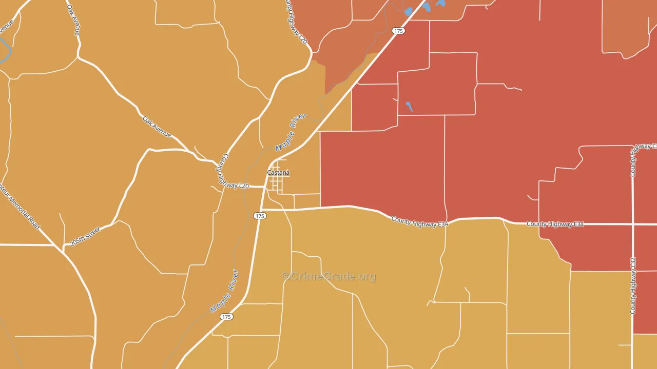 Castana, IA Map of Drug-Related Crime Rates
