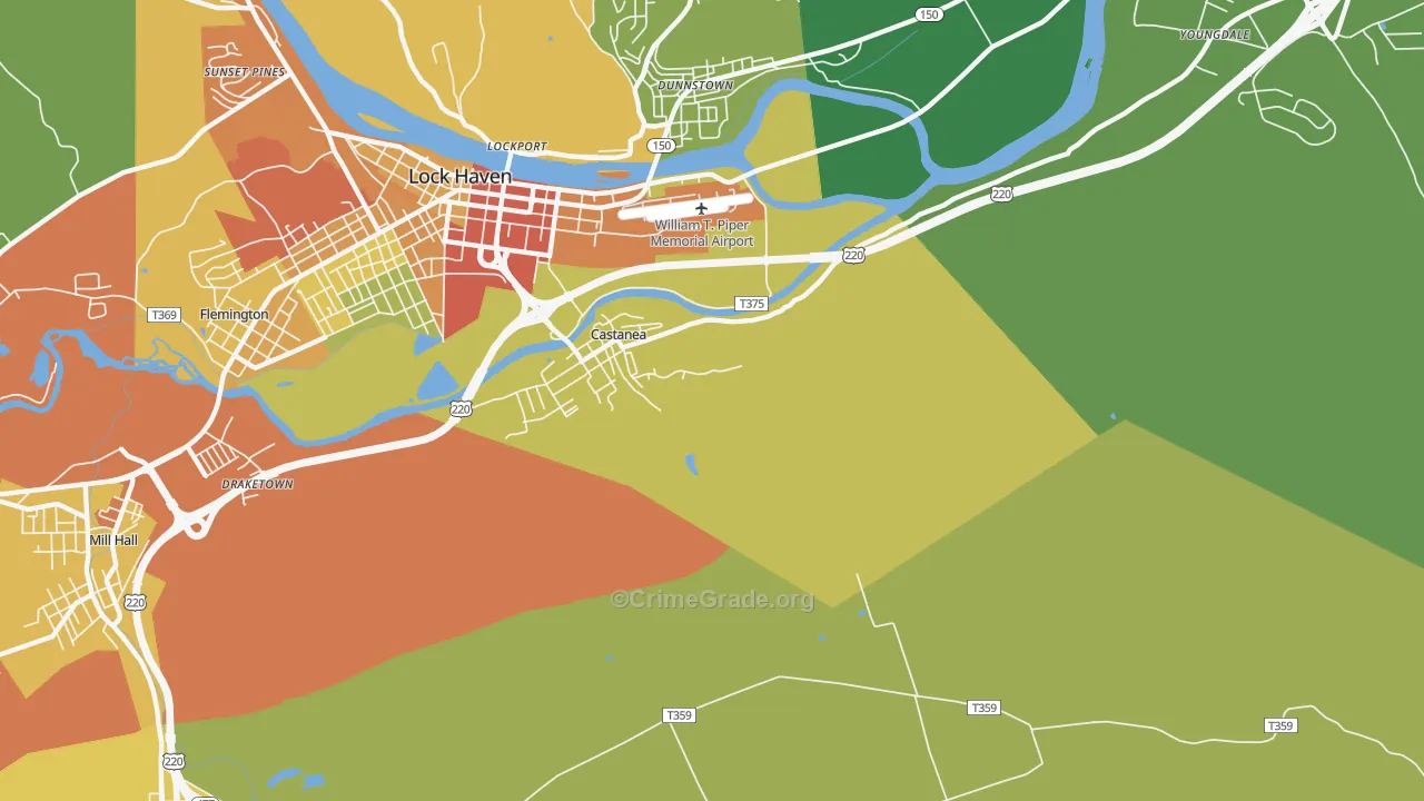 Castanea, PA Map of Drug-Related Crime Rates