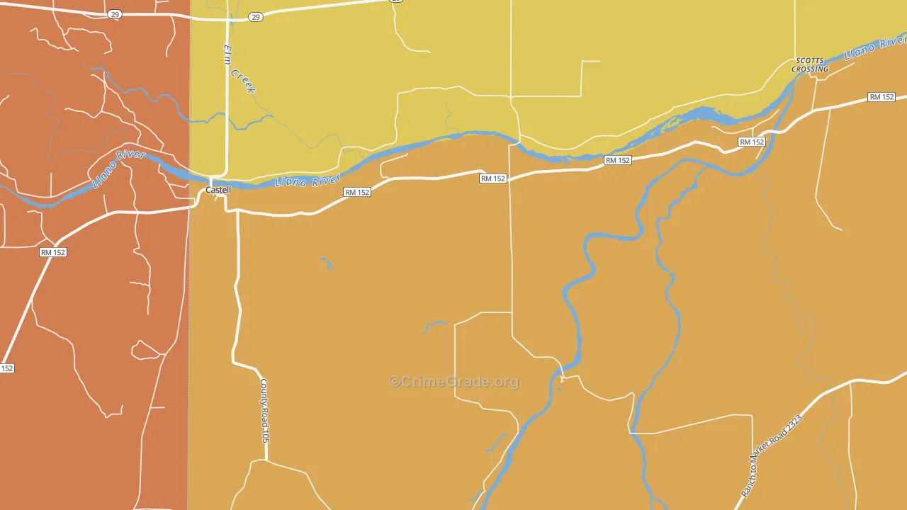 Castell, TX Map of Drug-Related Crime Rates