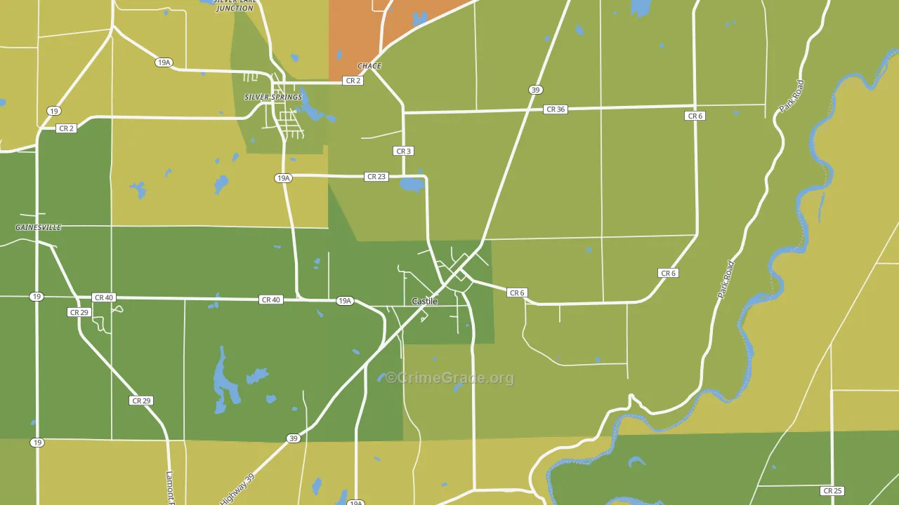 Castile, NY Map of Drug-Related Crime Rates