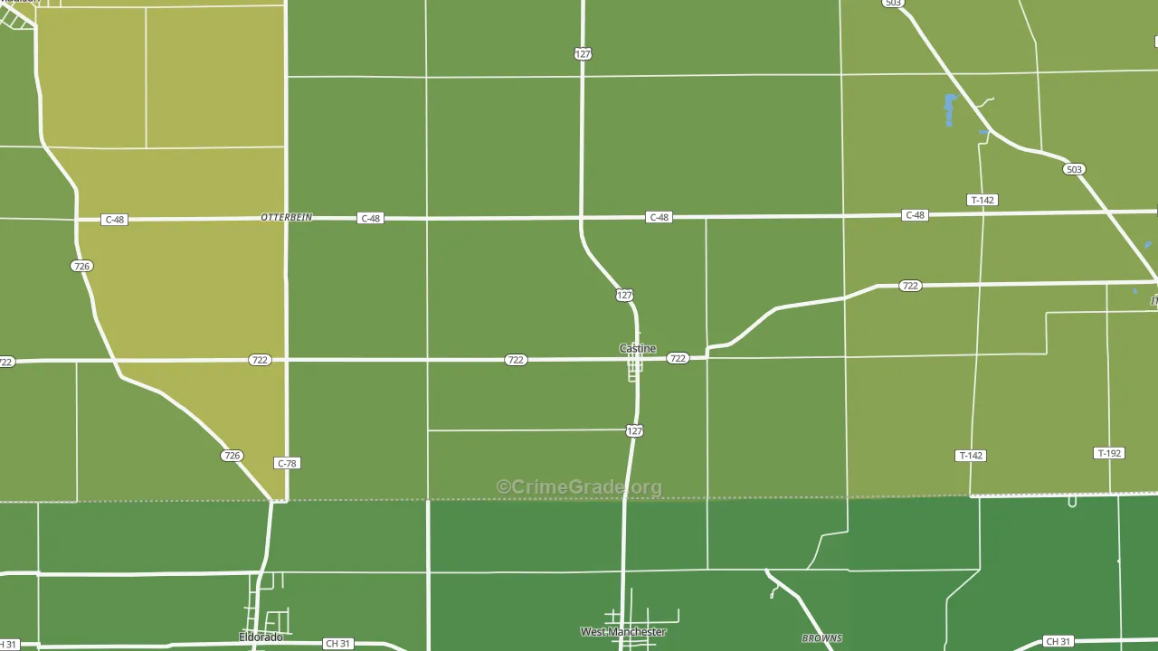 Castine, OH Map of Drug-Related Crime Rates