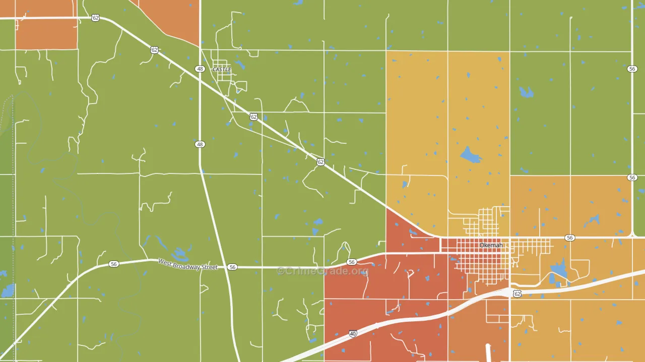 Castle, OK Map of Drug-Related Crime Rates