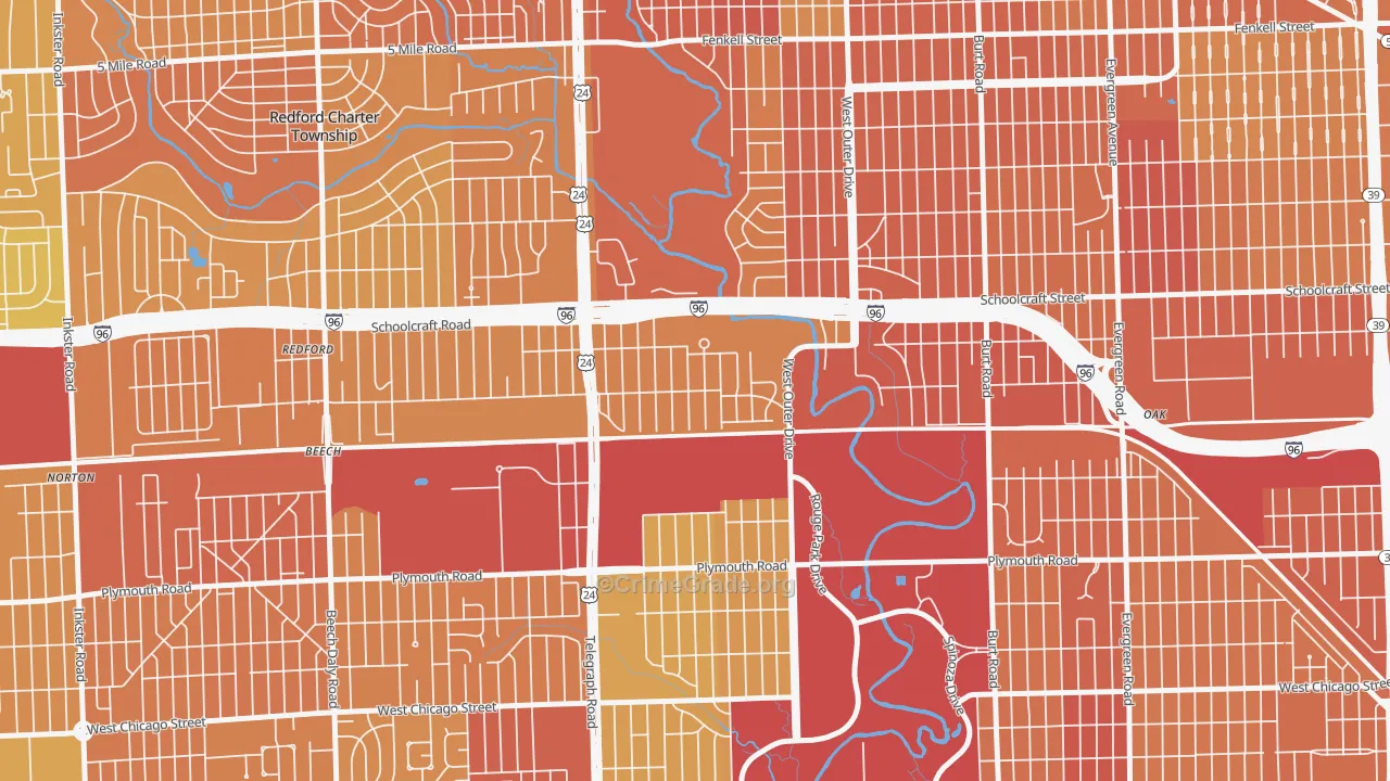 Castle Rouge, Detroit, MI Map of Drug-Related Crime Rates