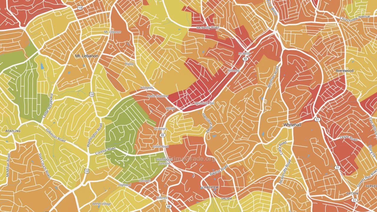 Castle Shannon, PA Map of Drug-Related Crime Rates