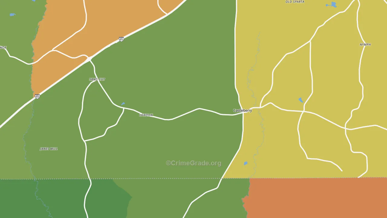Castleberry, AL Map of Drug-Related Crime Rates