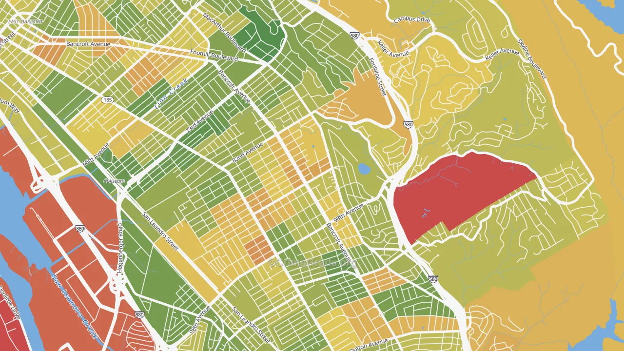Castlemont, Oakland, CA Map of Drug-Related Crime Rates