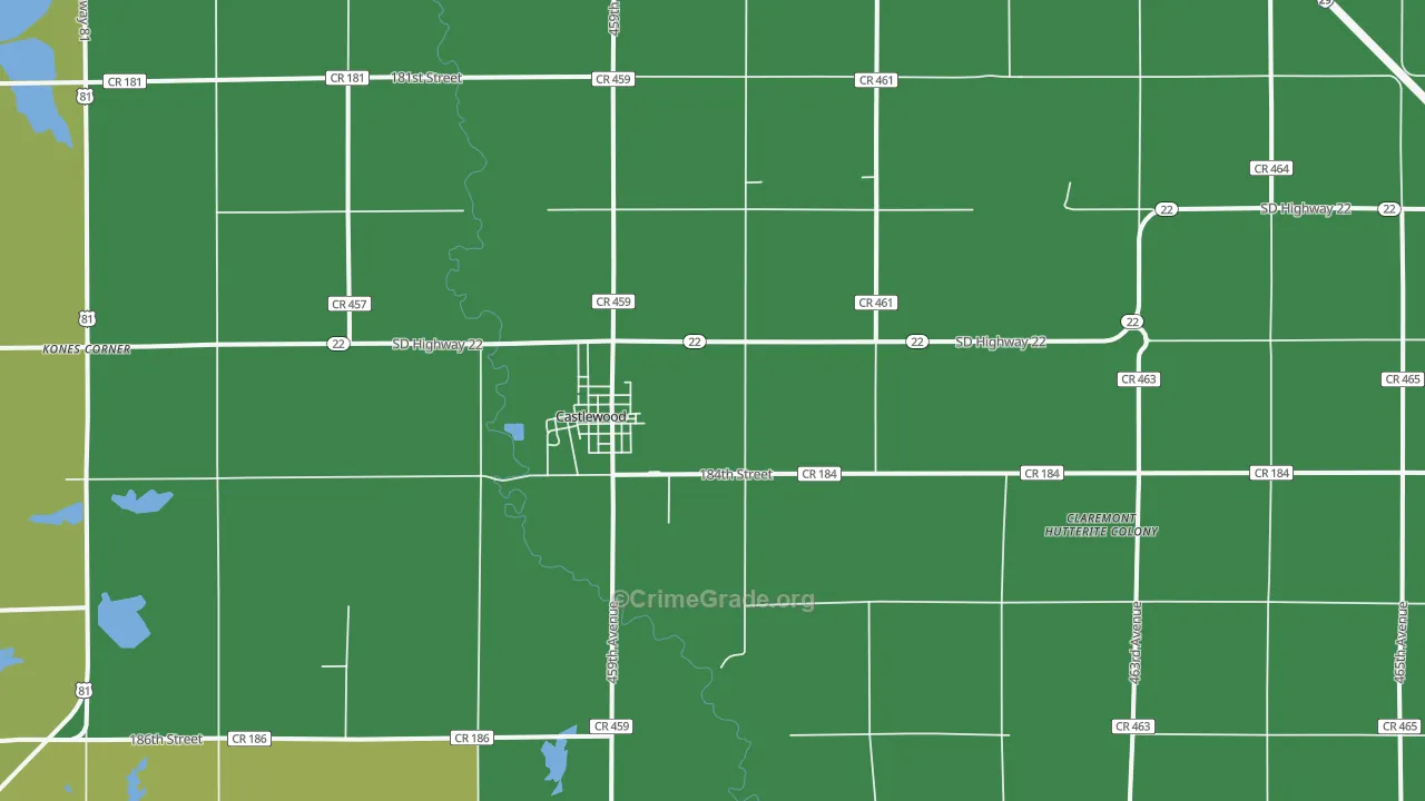 Castlewood, SD Map of Drug-Related Crime Rates