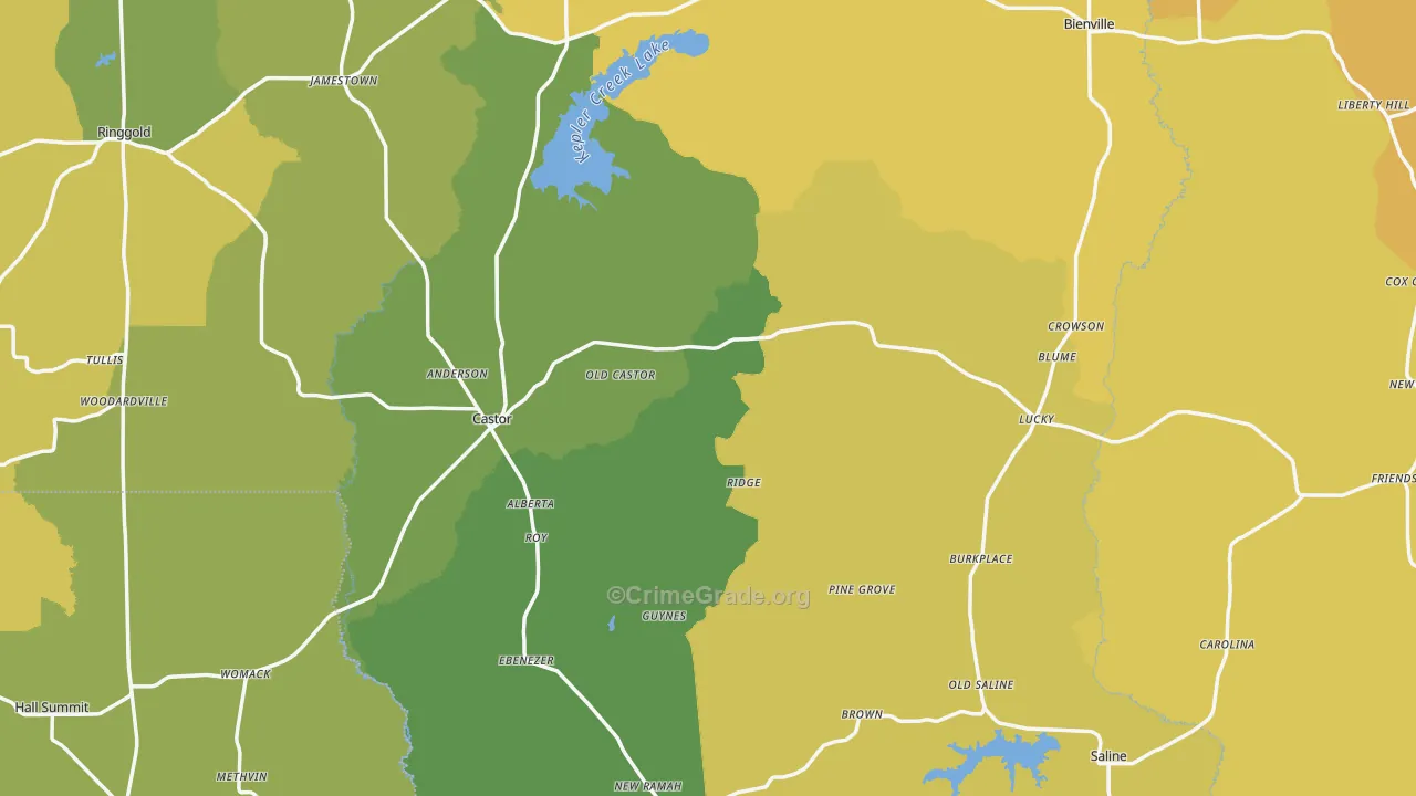 Castor, LA Map of Drug-Related Crime Rates