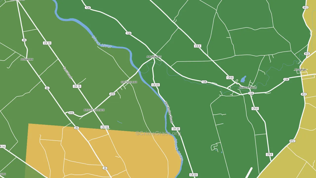 Castorland, NY Map of Drug-Related Crime Rates