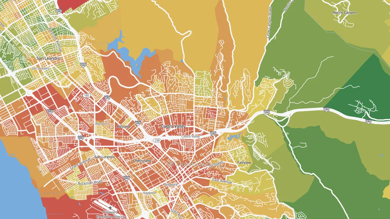 Castro Valley, CA Map of Drug-Related Crime Rates