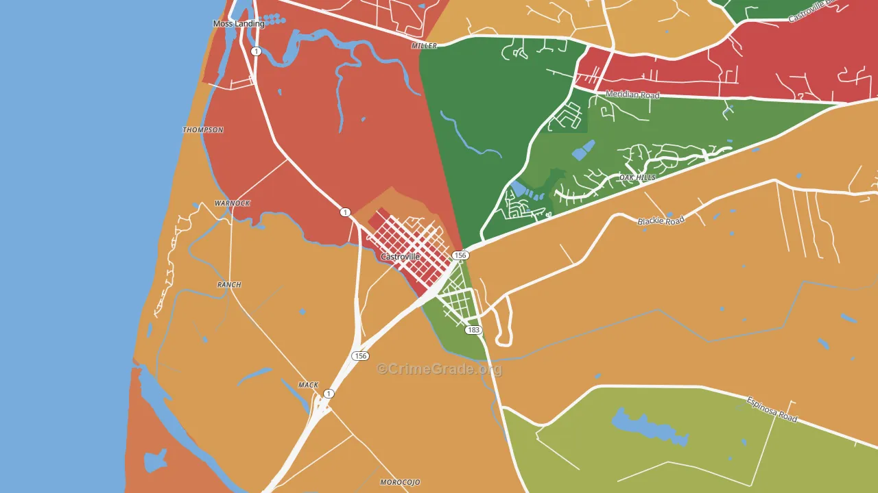 Castroville, CA Map of Drug-Related Crime Rates