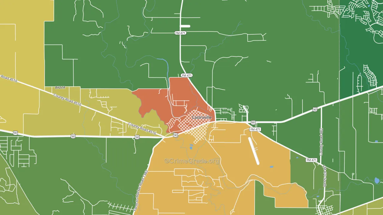 Castroville, TX Map of Drug-Related Crime Rates