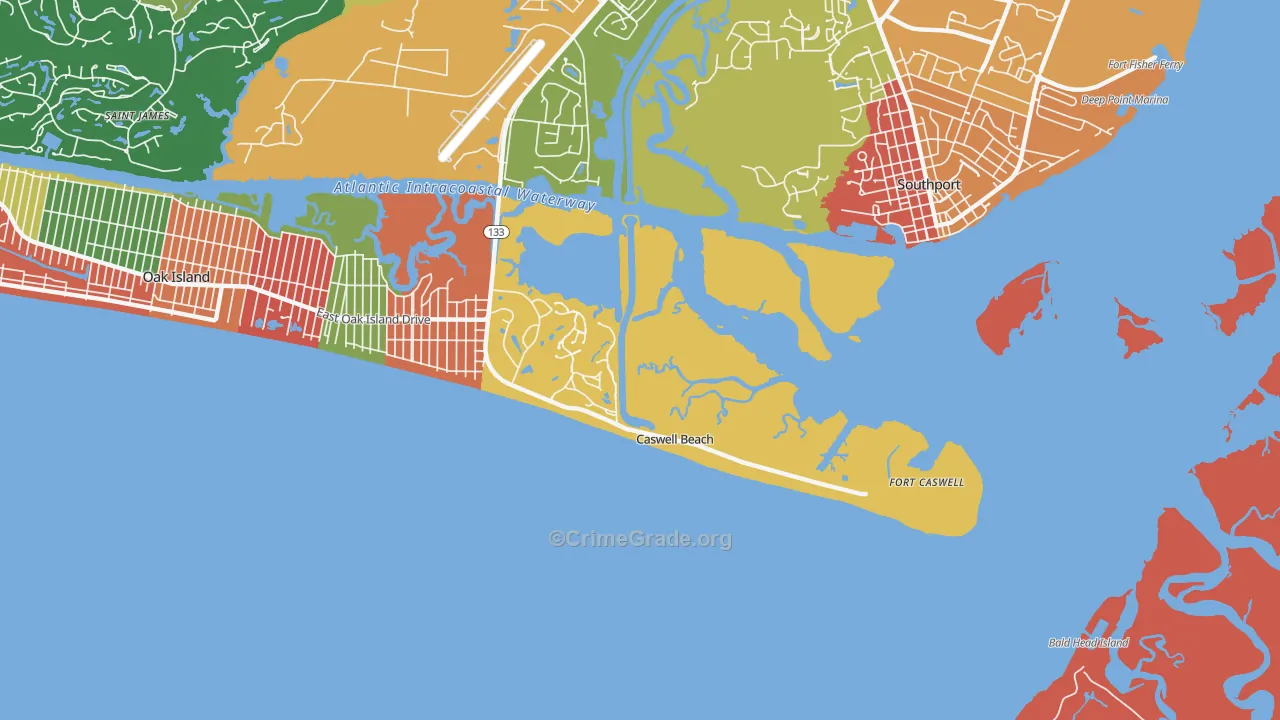 Caswell Beach, NC Map of Drug-Related Crime Rates