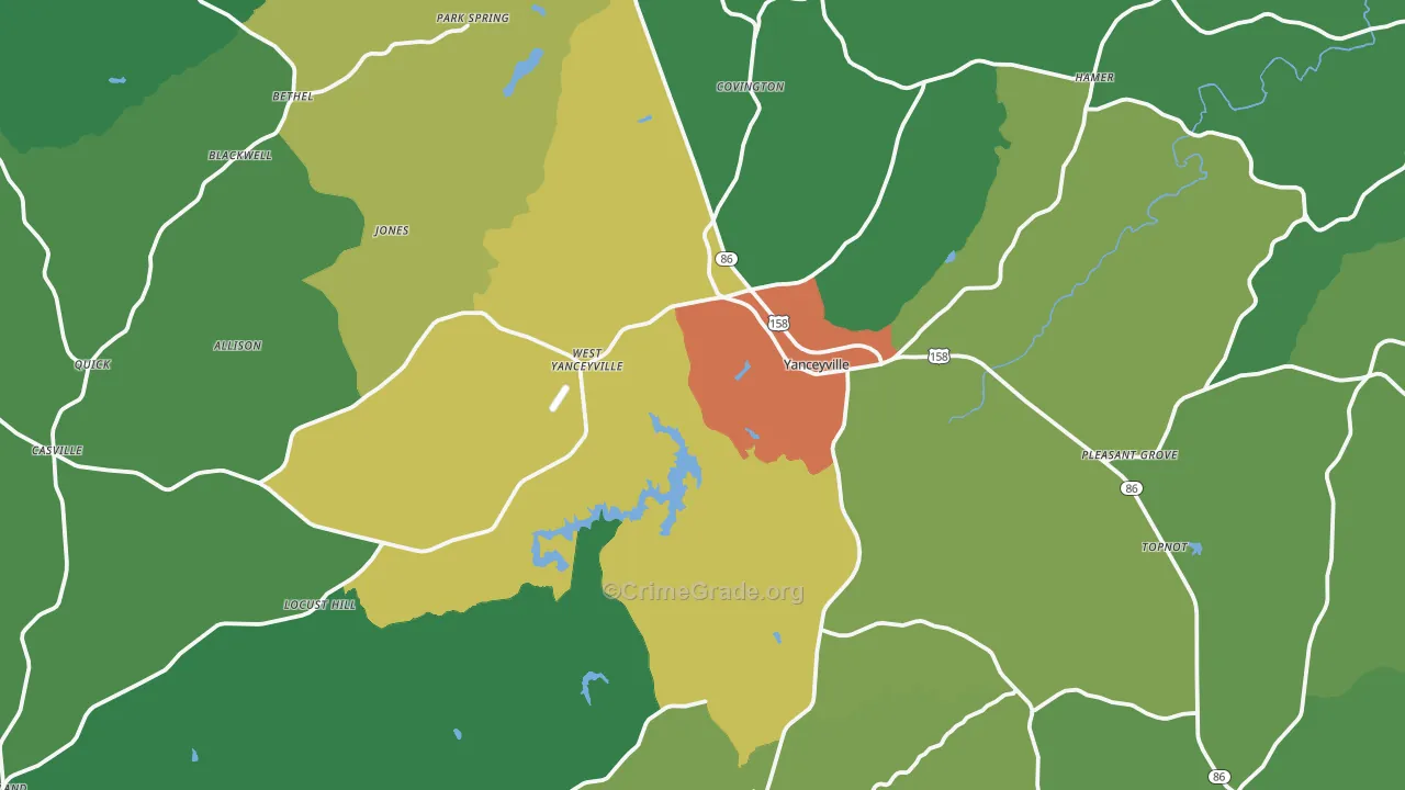 Caswell County, NC Map of Drug-Related Crime Rates