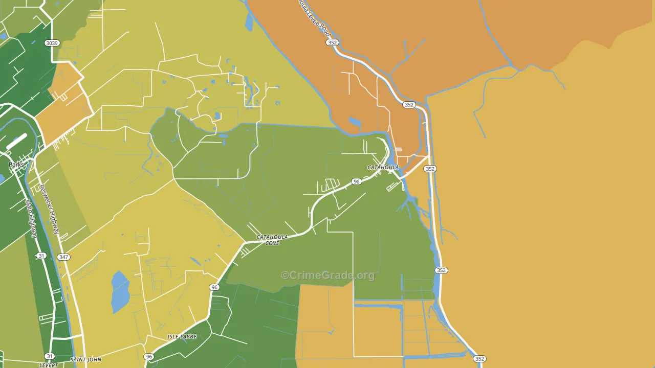 Catahoula, LA Map of Drug-Related Crime Rates
