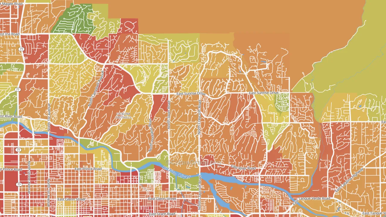Catalina Foothills, AZ Map of Drug-Related Crime Rates