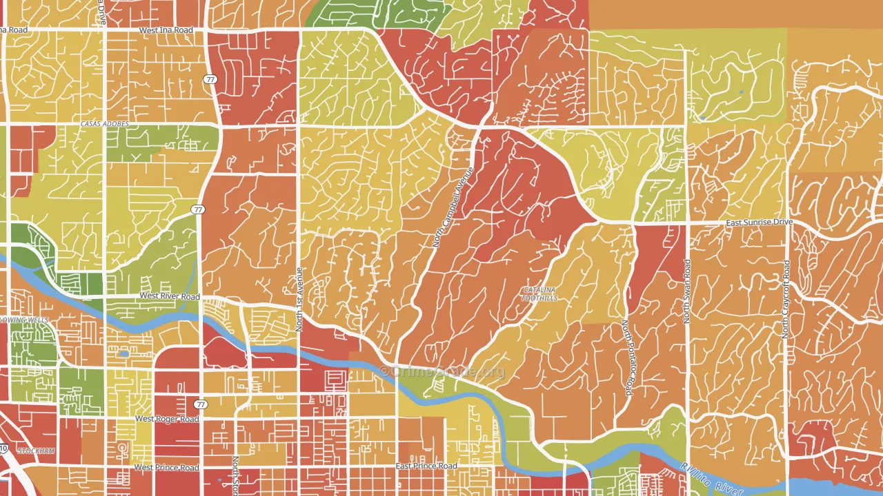 Catalina Foothills Estates, Catalina Foothills, AZ Map of Drug-Related Crime Rates