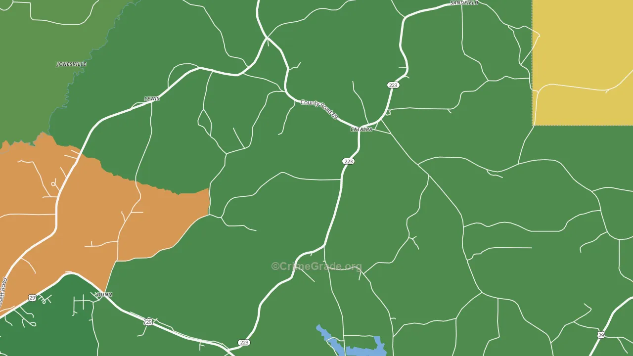 Catalpa, AL Map of Drug-Related Crime Rates