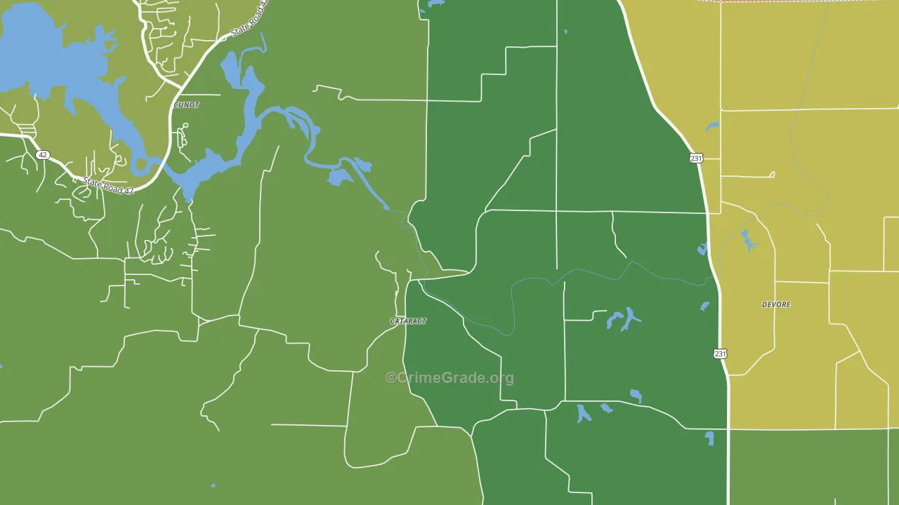 Cataract, IN Map of Drug-Related Crime Rates