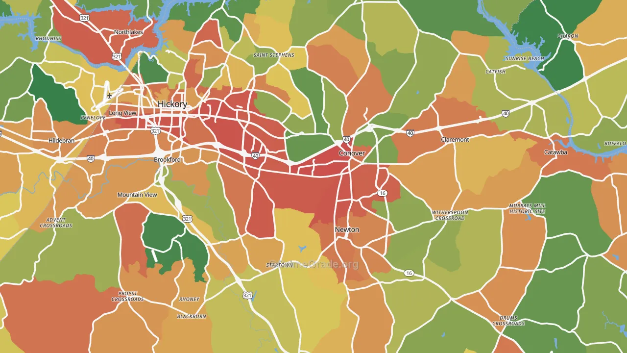 Catawba County, NC Map of Drug-Related Crime Rates