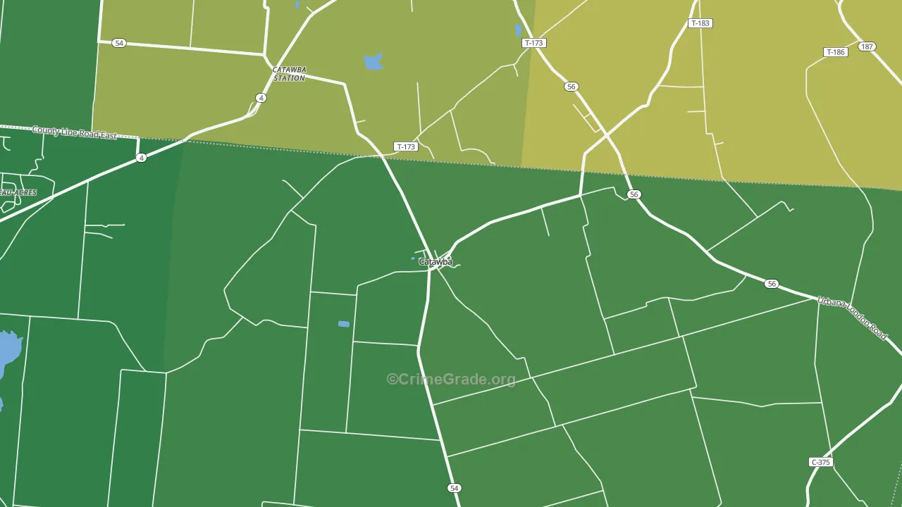 Catawba, OH Map of Drug-Related Crime Rates