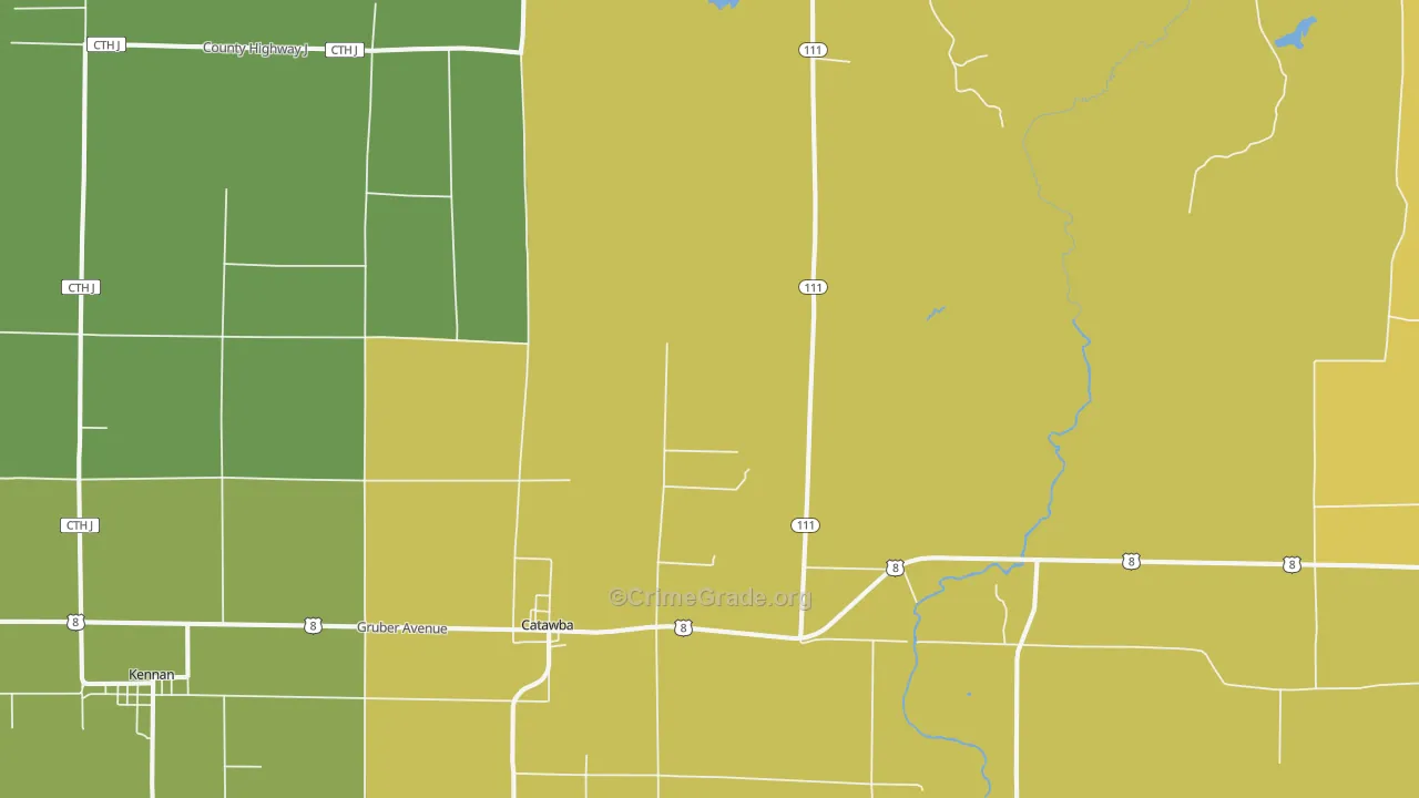 Catawba, WI Map of Drug-Related Crime Rates