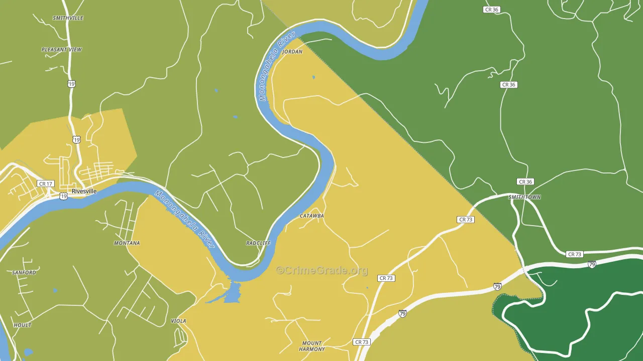 Catawba, WV Map of Drug-Related Crime Rates
