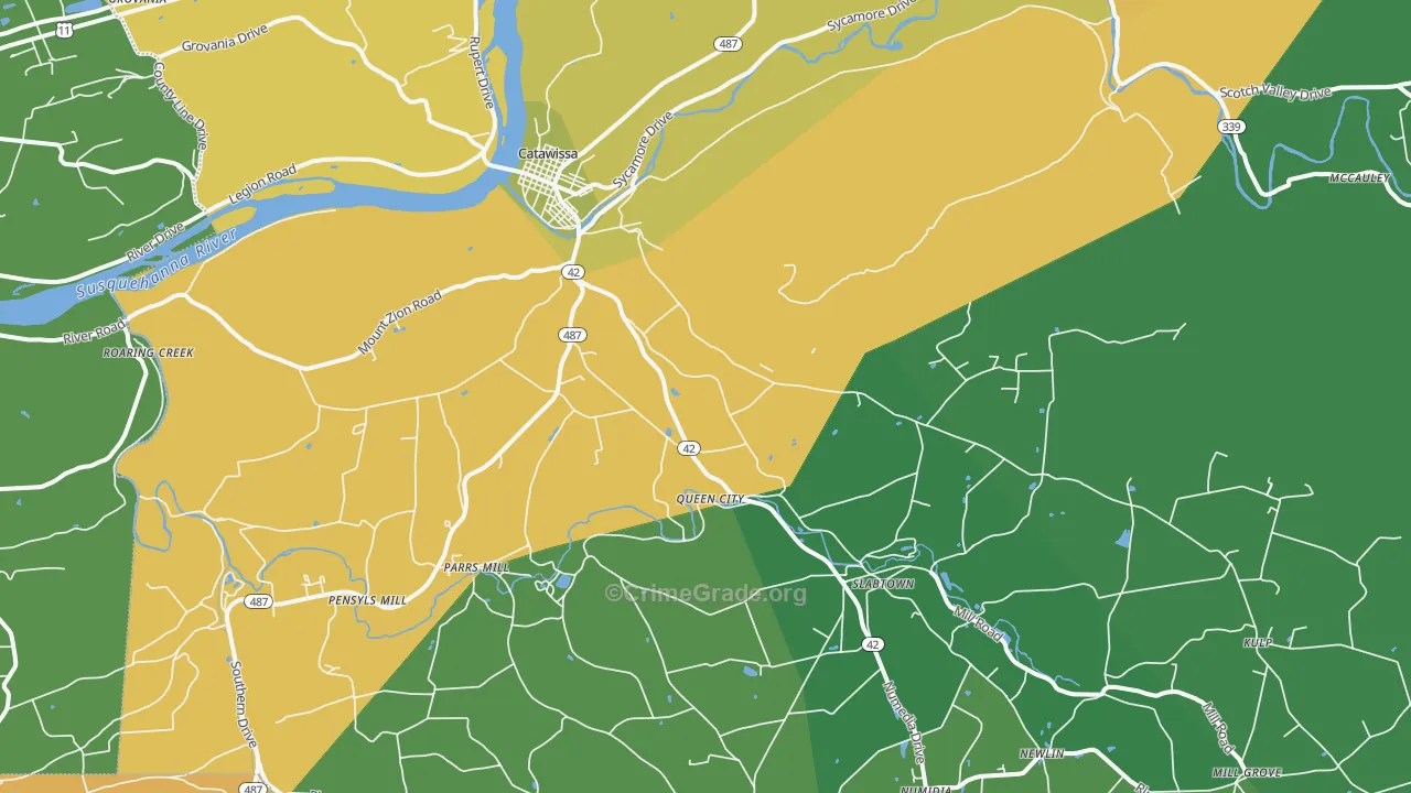 Catawissa, PA Map of Drug-Related Crime Rates