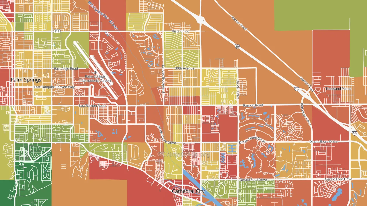 Cathedral City, CA Map of Drug-Related Crime Rates