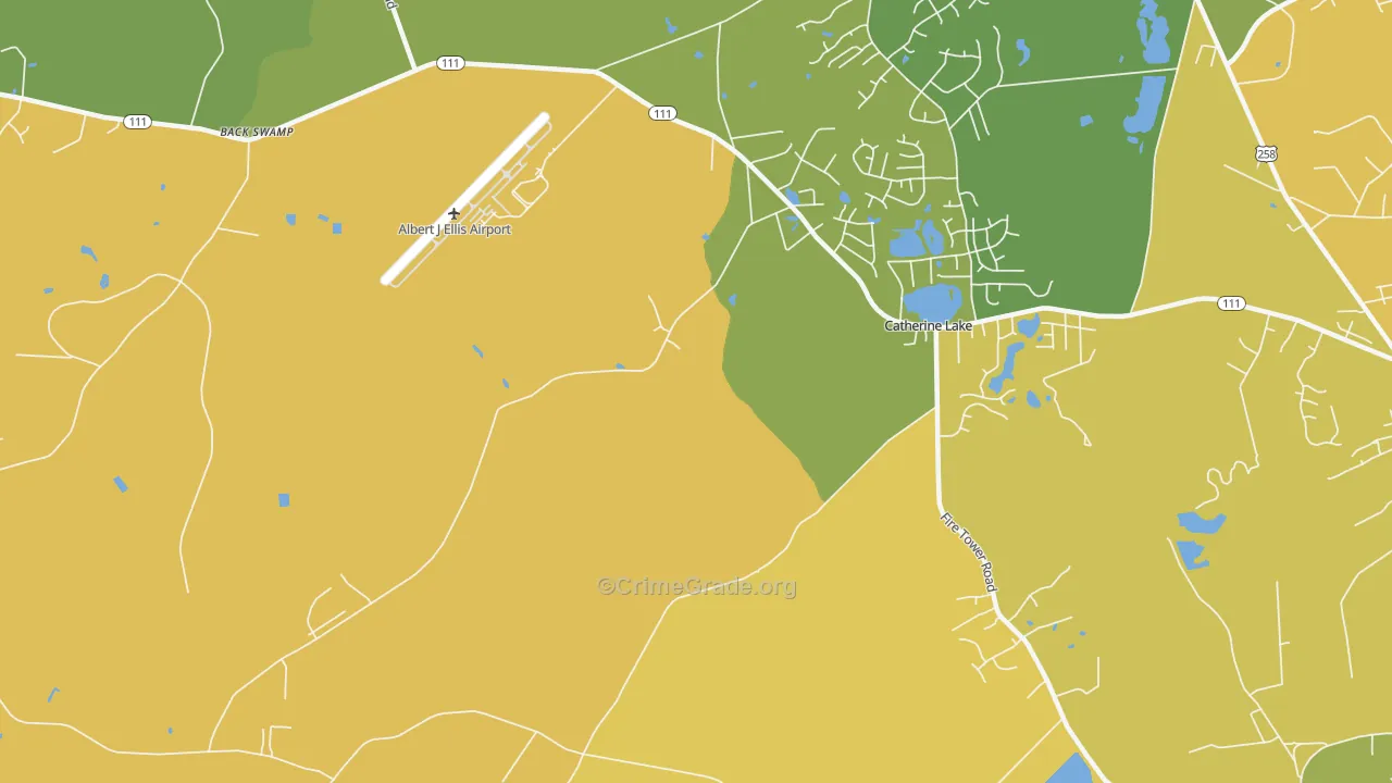Catherine Lake, NC Map of Drug-Related Crime Rates