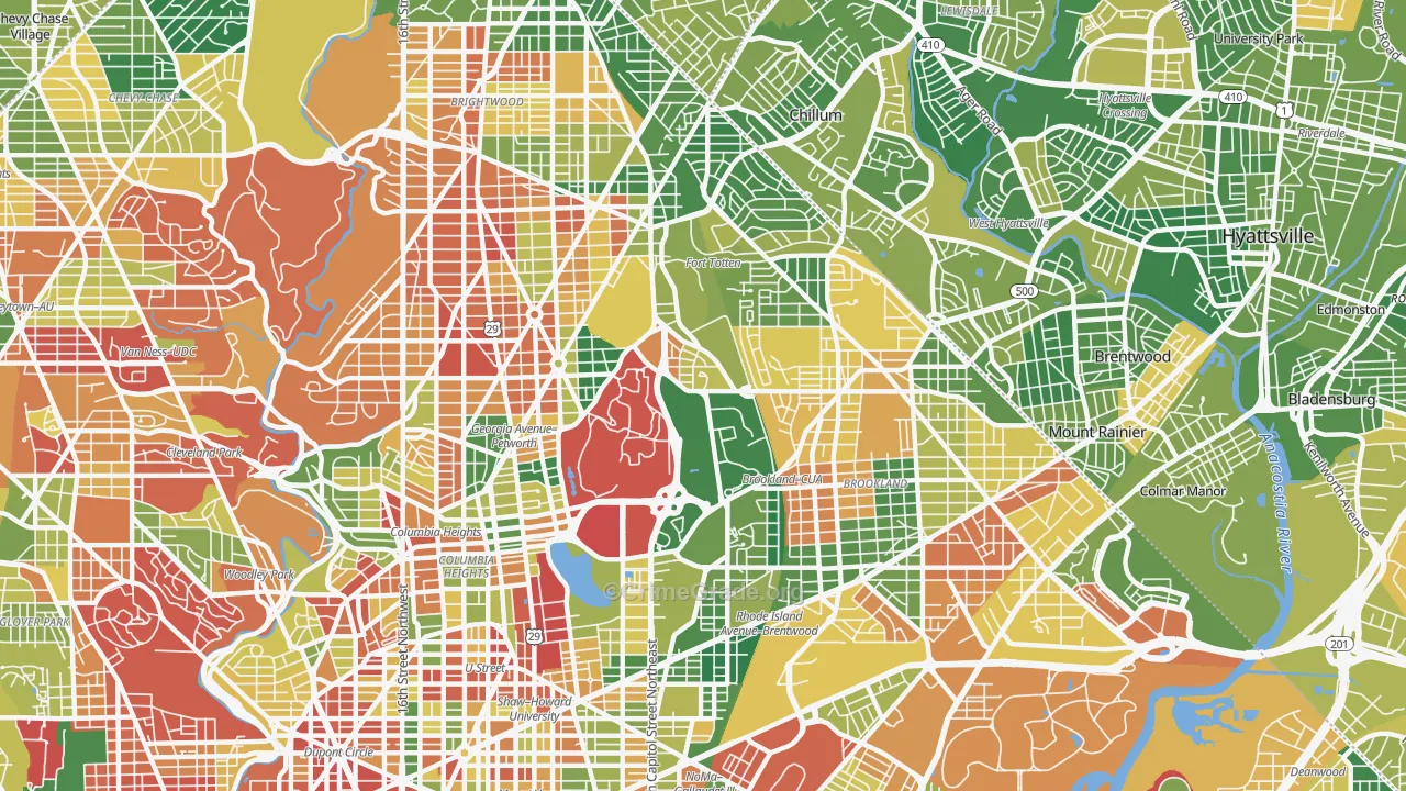 Catholic University-Brookland, Washington, DC Map of Drug-Related Crime Rates