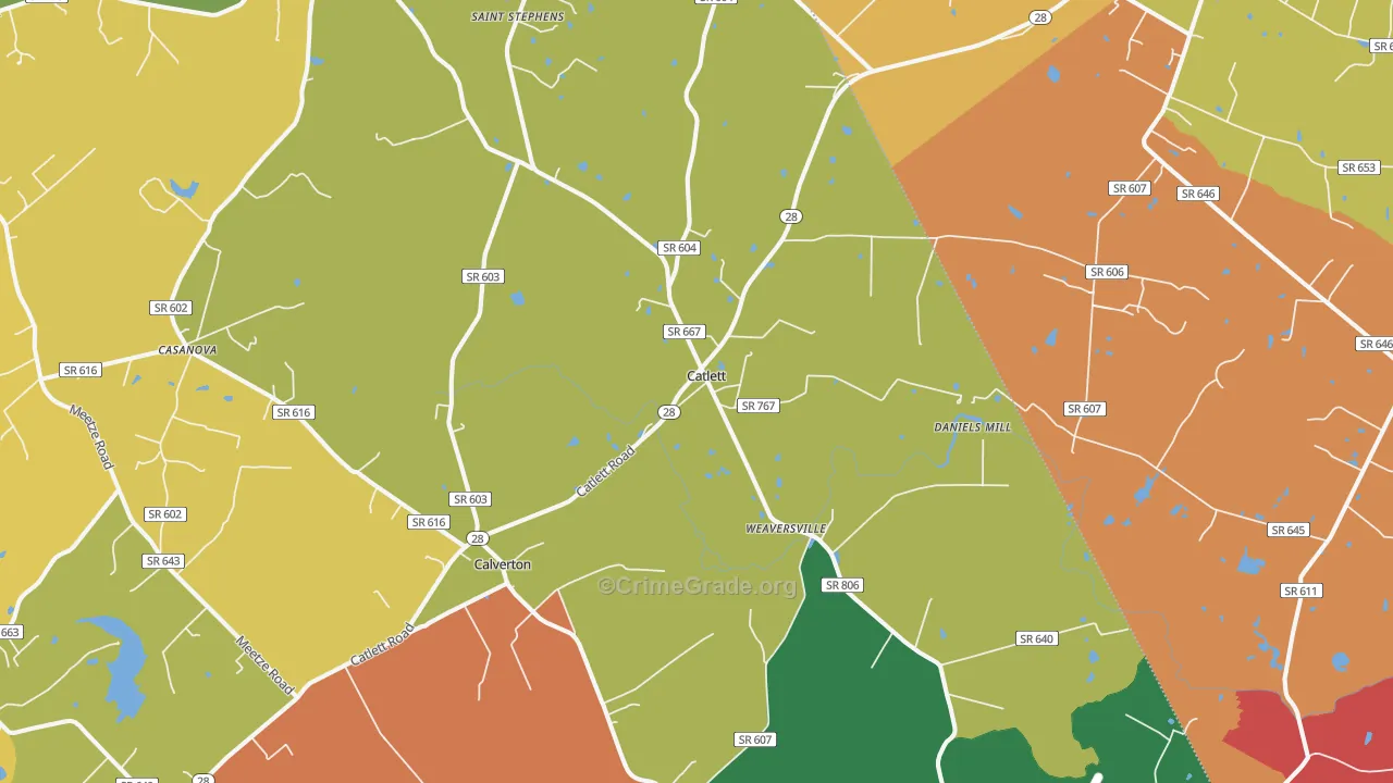 Catlett, VA Map of Drug-Related Crime Rates